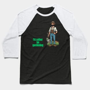 Cartoon design of a male gardener with humorous saying Baseball T-Shirt